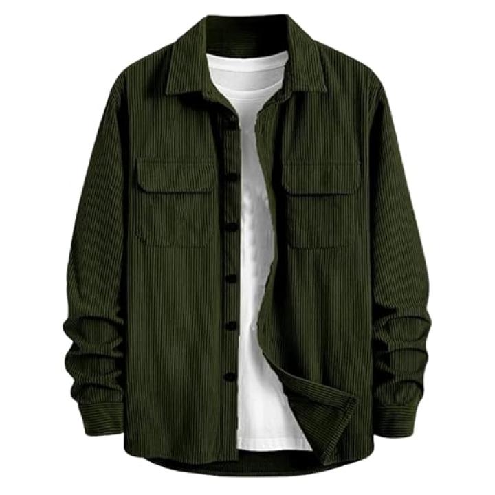 Men's Full Sleeve Corduroy Striped Casual Jacket